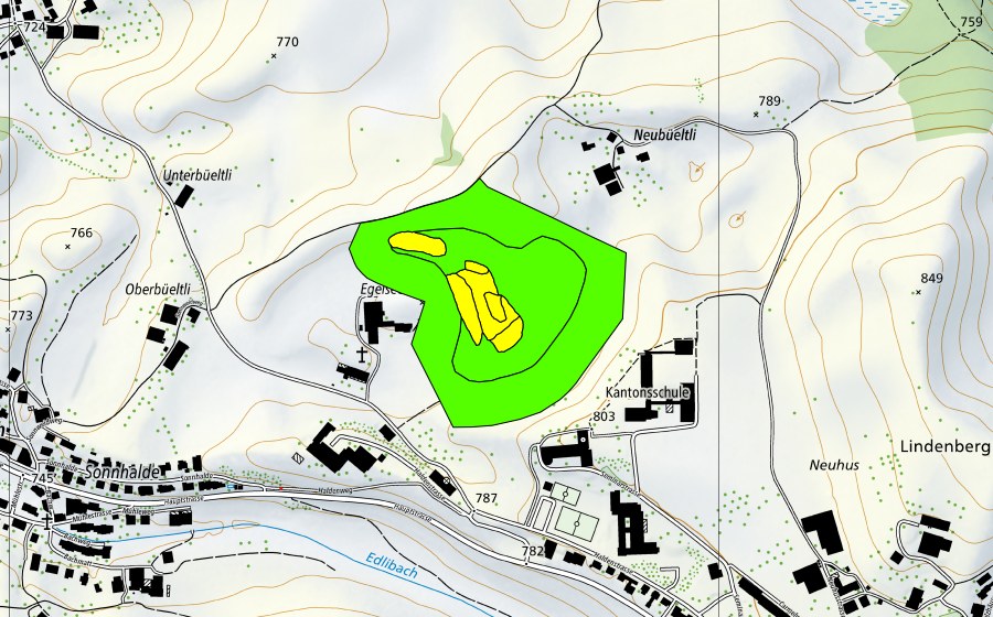 Landeskarte swisstopo mit dem Schutzperimeter von Egelsee (Hochmoor)