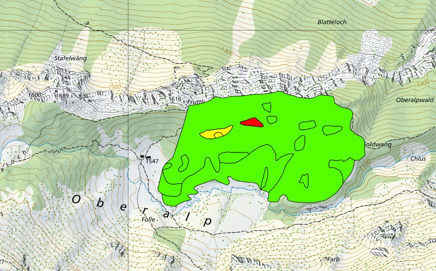 Landeskarte swisstopo mit dem Schutzperimeter von Ehemaliger Pilatussee (Hochmoor)