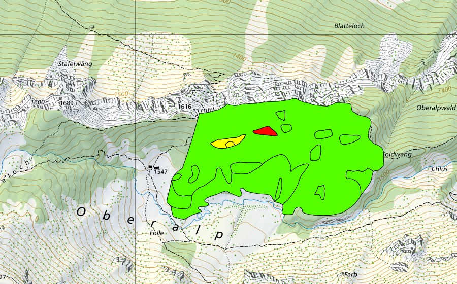 Landeskarte swisstopo mit dem Schutzperimeter von Ehemaliger Pilatussee (Hochmoor)