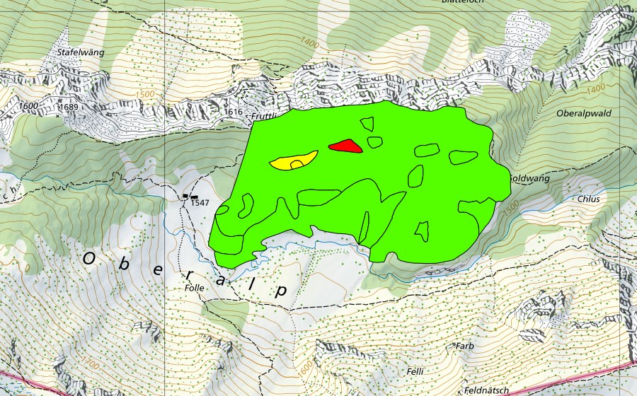 Carte nationale swisstopo avec le périmètre protégé de Ehemaliger Pilatussee (Haut-marais)