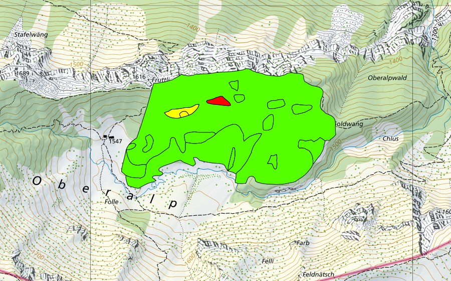 Carte nationale swisstopo avec le périmètre protégé de Ehemaliger Pilatussee (Haut-marais)