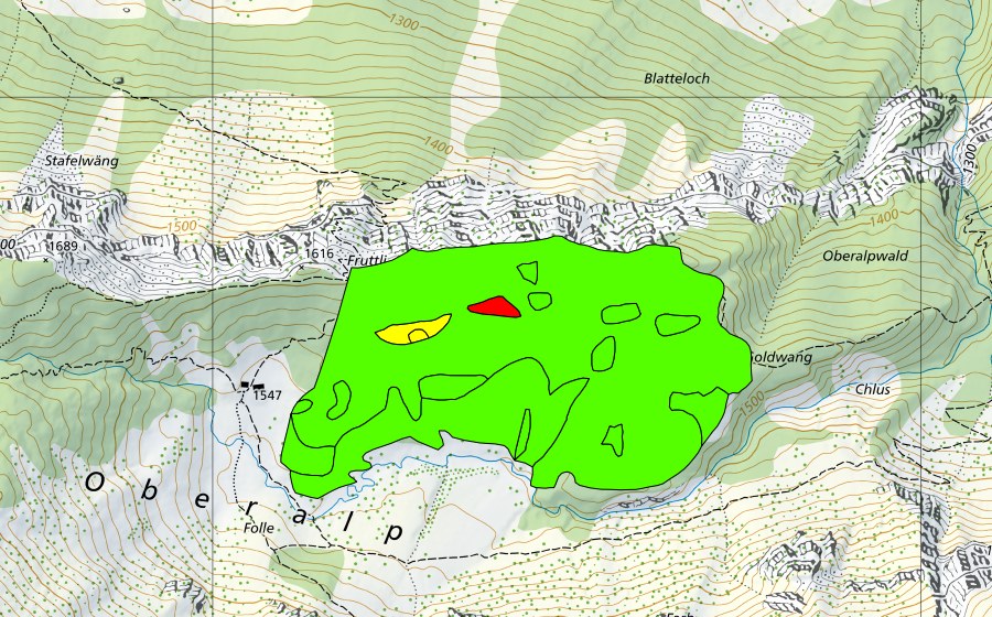 Carte nationale swisstopo avec le périmètre protégé de Ehemaliger Pilatussee (Haut-marais)