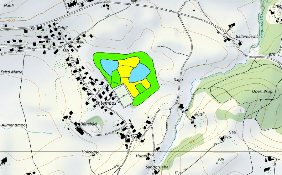Landeskarte swisstopo mit dem Schutzperimeter von Entenmoos (Hochmoor)