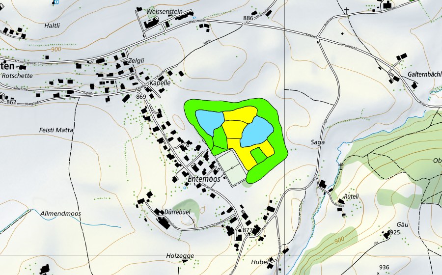 Landeskarte swisstopo mit dem Schutzperimeter von Entenmoos (Hochmoor)