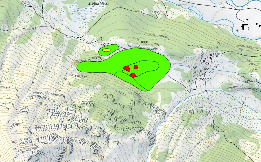 swisstopo national map showing the protected perimeter of Frodalera (Raised bog)