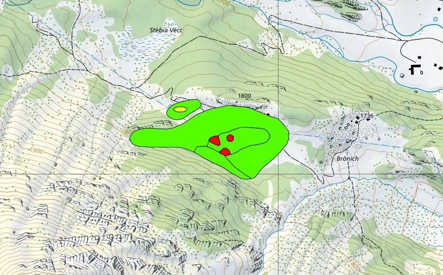 swisstopo national map showing the protected perimeter of Frodalera (Raised bog)