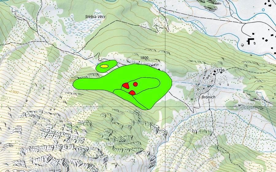 swisstopo national map showing the protected perimeter of Frodalera (Raised bog)
