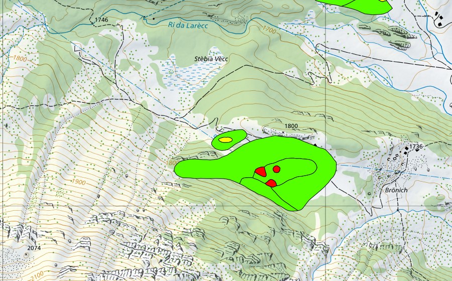 Landeskarte swisstopo mit dem Schutzperimeter von Frodalera (Hochmoor)