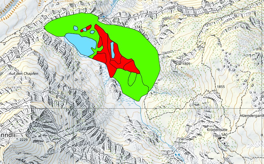 Carte nationale swisstopo avec le périmètre protégé de Fulensee (Haut-marais)
