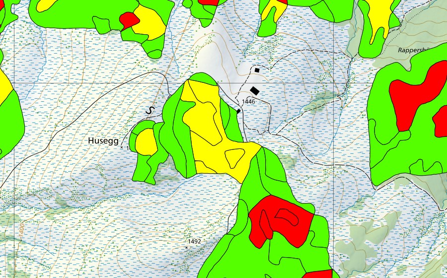 swisstopo national map showing the protected perimeter of Gross Gfäl (Raised bog)