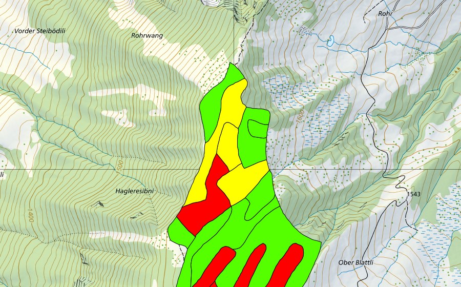 Landeskarte swisstopo mit dem Schutzperimeter von Hagleren (Hochmoor)