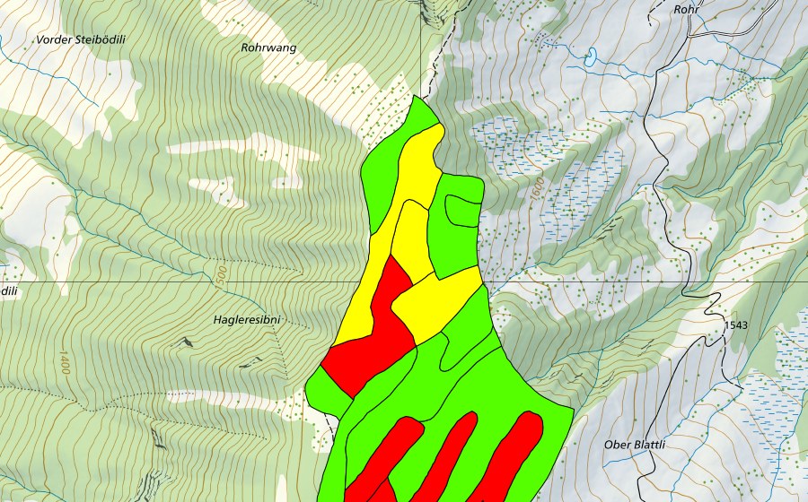 Carte nationale swisstopo avec le périmètre protégé de Hagleren (Haut-marais)