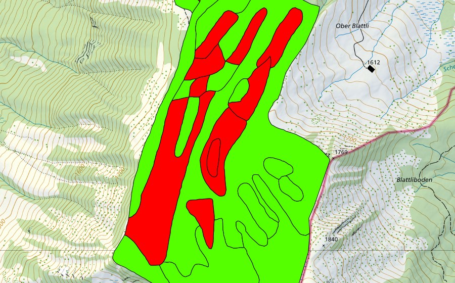 Carte nationale swisstopo avec le périmètre protégé de Hagleren (Haut-marais)