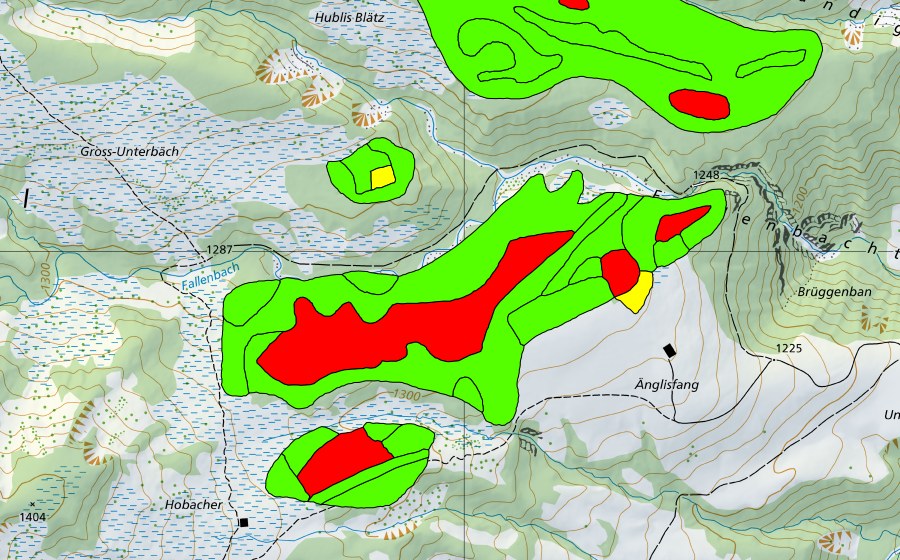 Landeskarte swisstopo mit dem Schutzperimeter von Hobacher (Hochmoor)