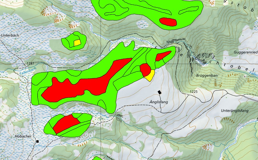 Carta nazionale swisstopo con il perimetro protetto di Hobacher (Torbiera alta)