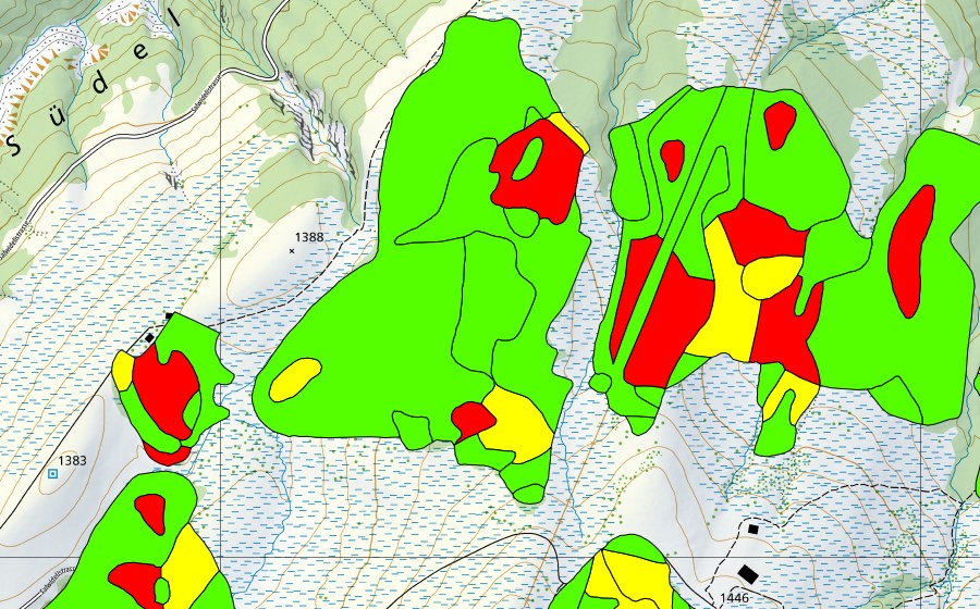 swisstopo national map showing the protected perimeter of Husegg-Hurnischwand (Raised bog)