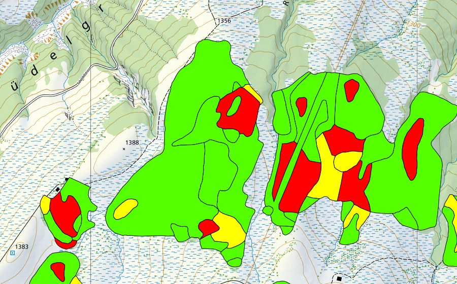 Carte nationale swisstopo avec le périmètre protégé de Husegg-Hurnischwand (Haut-marais)