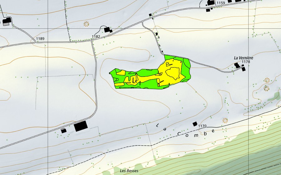 Landeskarte swisstopo mit dem Schutzperimeter von Le Marais de la Joux du Plâne (Hochmoor)