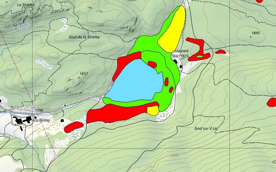 swisstopo national map showing the protected perimeter of Lej da Staz (Raised bog)
