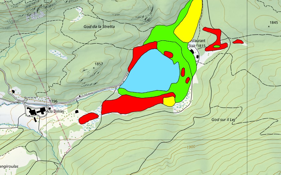 swisstopo national map showing the protected perimeter of Lej da Staz (Raised bog)