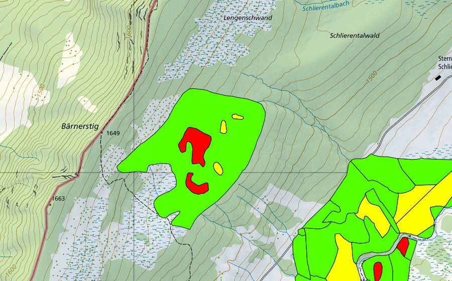 Landeskarte swisstopo mit dem Schutzperimeter von Lengenschwand (Hochmoor)