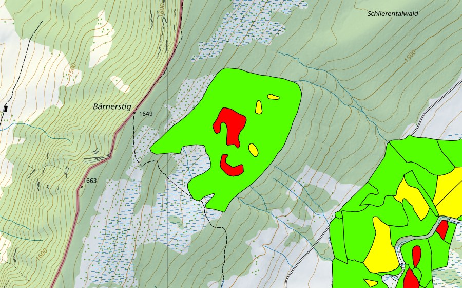 swisstopo national map showing the protected perimeter of Lengenschwand (Raised bog)
