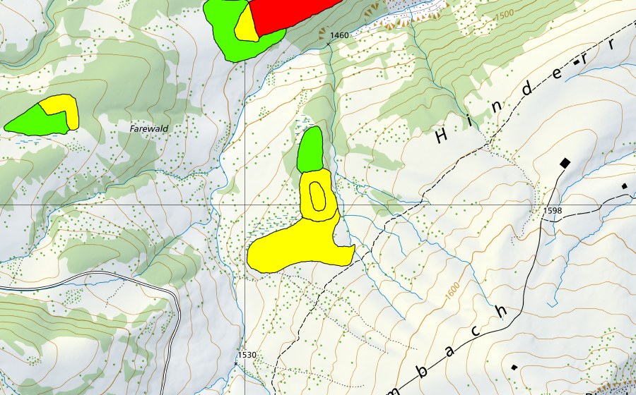Carte nationale swisstopo avec le périmètre protégé de Moor bei Lombachalp (Haut-marais)