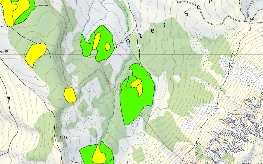 Carte nationale swisstopo avec le périmètre protégé de Moor nordöstlich Oberes Hörnli (Haut-marais)