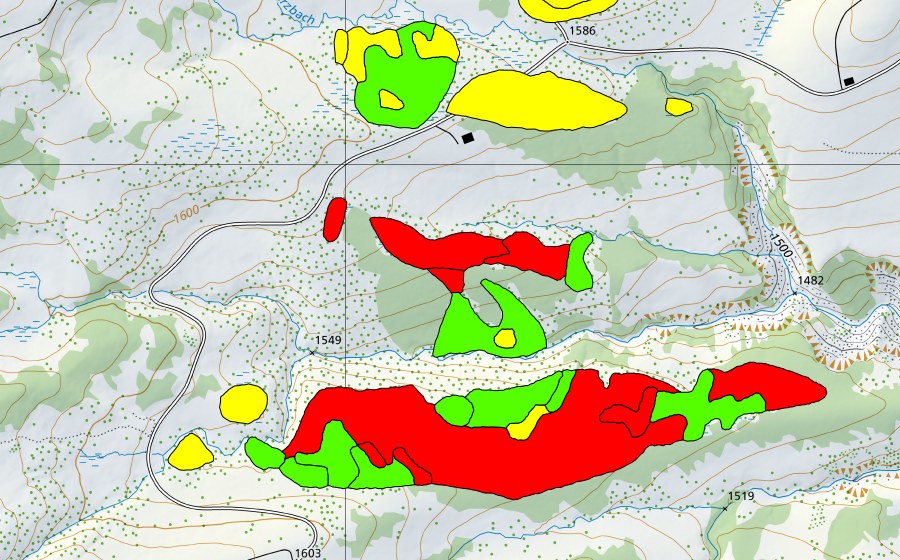 swisstopo national map showing the protected perimeter of Moor südlich Möser (Raised bog)