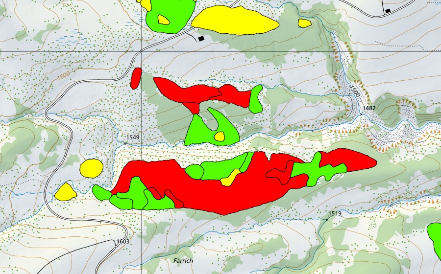 swisstopo national map showing the protected perimeter of Moor südlich Möser (Raised bog)