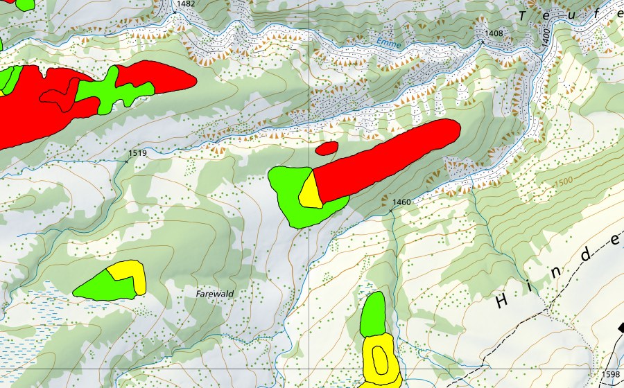 swisstopo national map showing the protected perimeter of Moor zwischen Lombachalp und Teufengraben (Raised bog)