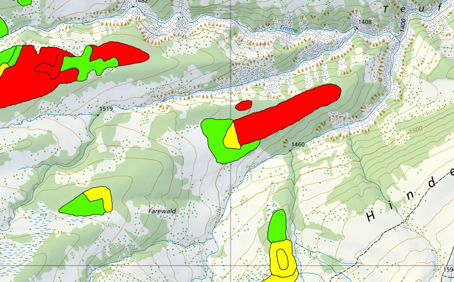 Carta nazionale swisstopo con il perimetro protetto di Moor zwischen Lombachalp und Teufengraben (Torbiera alta)