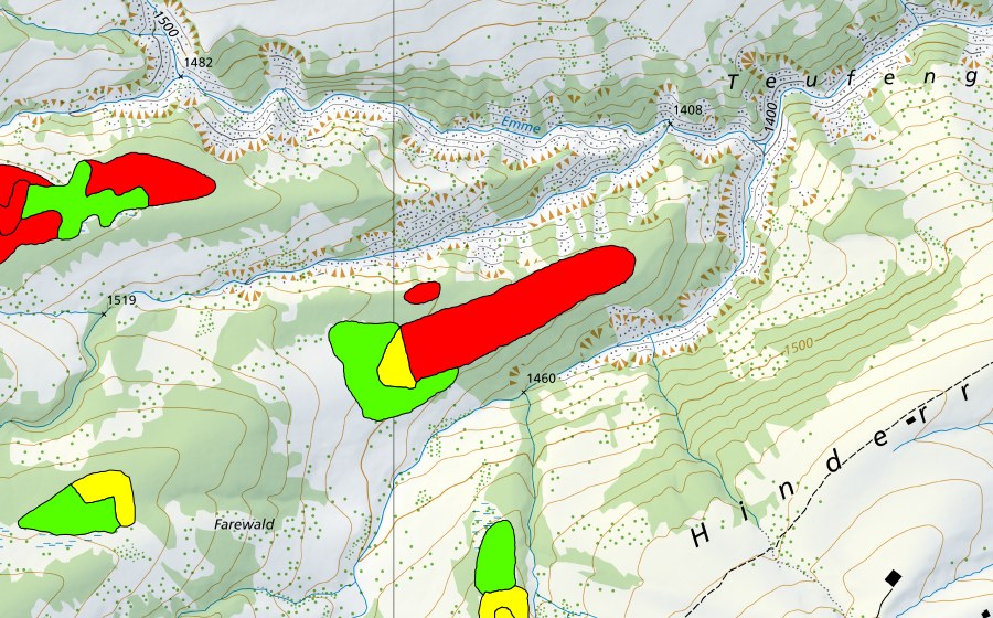 swisstopo national map showing the protected perimeter of Moor zwischen Lombachalp und Teufengraben (Raised bog)
