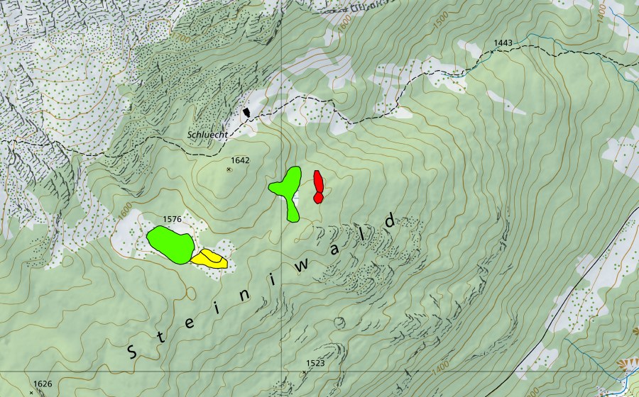 Carte nationale swisstopo avec le périmètre protégé de Moore im Steiniwald (Haut-marais)