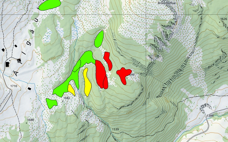 Carte nationale swisstopo avec le périmètre protégé de Moore östlich Aellgäuli (Haut-marais)