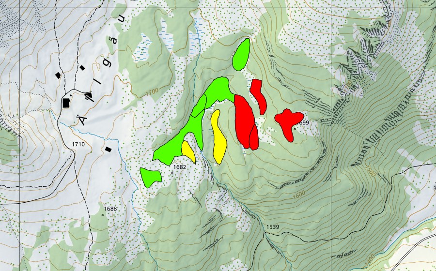 Carte nationale swisstopo avec le périmètre protégé de Moore östlich Aellgäuli (Haut-marais)