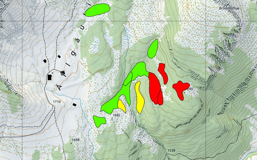 Carte nationale swisstopo avec le périmètre protégé de Moore östlich Aellgäuli (Haut-marais)