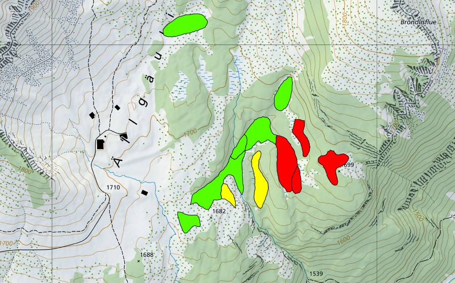 Landeskarte swisstopo mit dem Schutzperimeter von Moore östlich Aellgäuli (Hochmoor)
