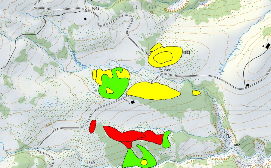 Carte nationale swisstopo avec le périmètre protégé de Möser östlich Widegg (Haut-marais)