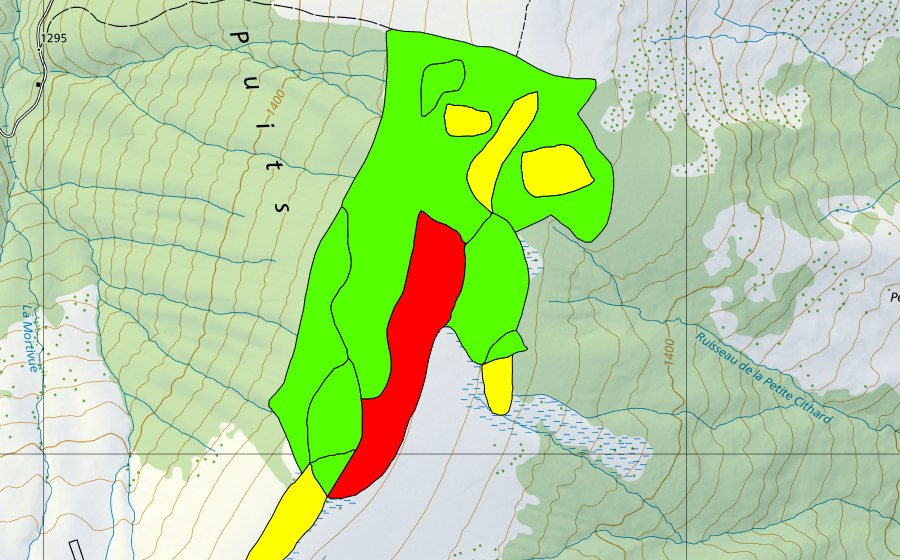 Landeskarte swisstopo mit dem Schutzperimeter von Niremont, Arête nord (Hochmoor)