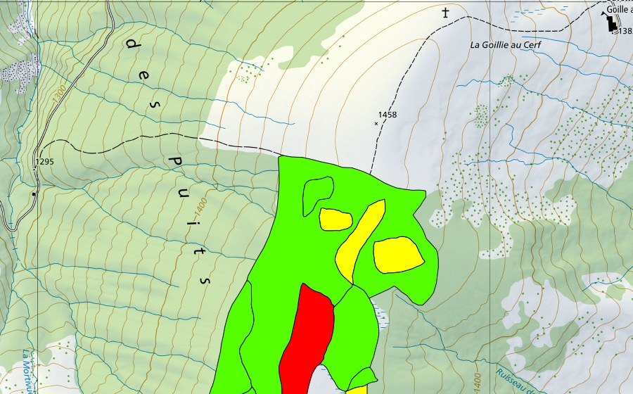 Carte nationale swisstopo avec le périmètre protégé de Niremont, Arête nord (Haut-marais)