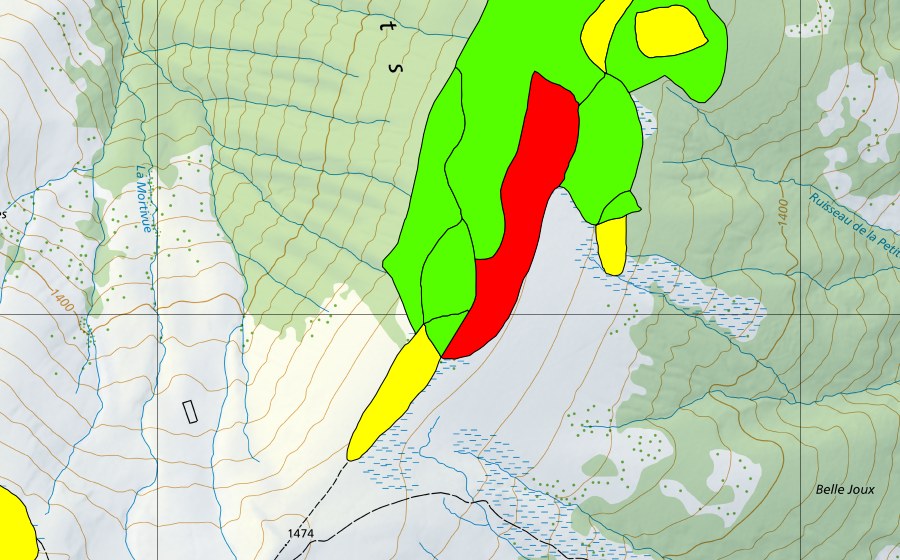 swisstopo national map showing the protected perimeter of Niremont, Arête nord (Raised bog)