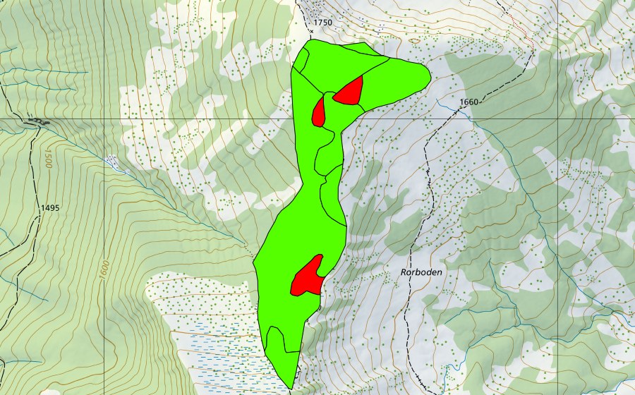 swisstopo national map showing the protected perimeter of Nördlich Haldimattstock (Raised bog)