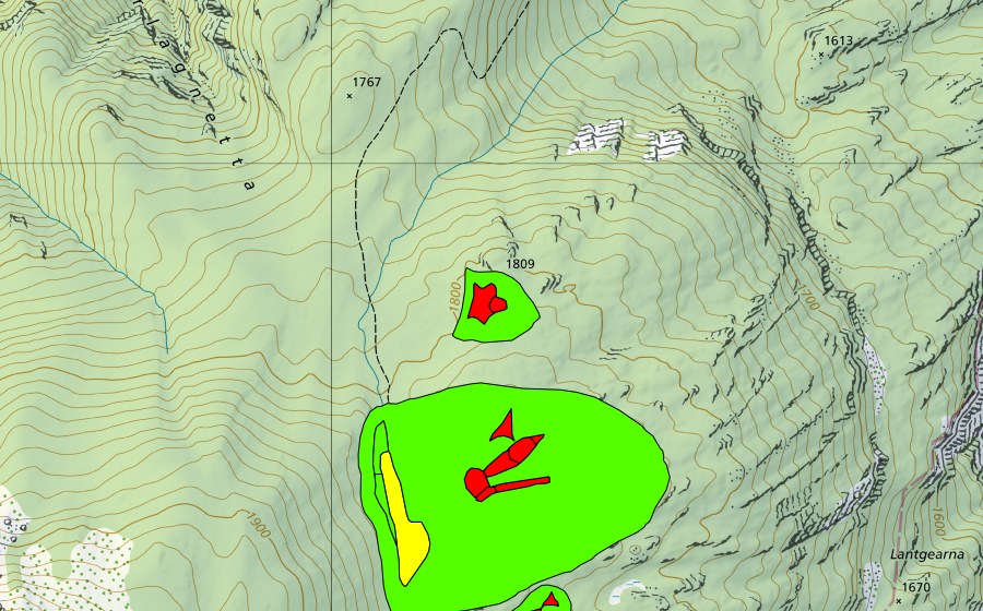 Carte nationale swisstopo avec le périmètre protégé de Nursera (Haut-marais)