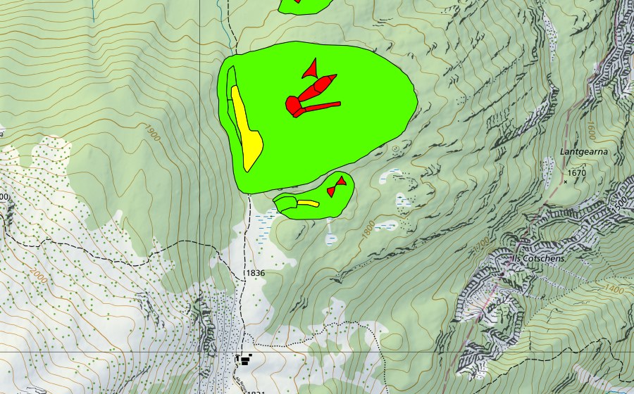 Landeskarte swisstopo mit dem Schutzperimeter von Nursera (Hochmoor)
