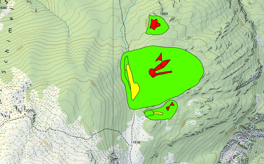 Carte nationale swisstopo avec le périmètre protégé de Nursera (Haut-marais)
