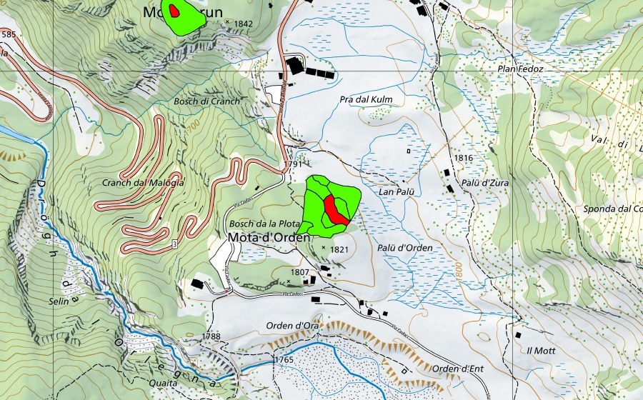 Carta nazionale swisstopo con il perimetro protetto di Passo del Maloja/Aira da la Palza (Torbiera alta)
