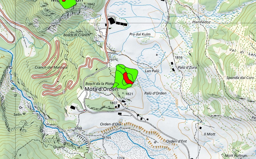 Carta nazionale swisstopo con il perimetro protetto di Passo del Maloja/Aira da la Palza (Torbiera alta)