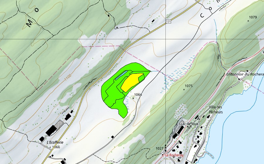 Carta nazionale swisstopo con il perimetro protetto di Pontet (Torbiera alta)