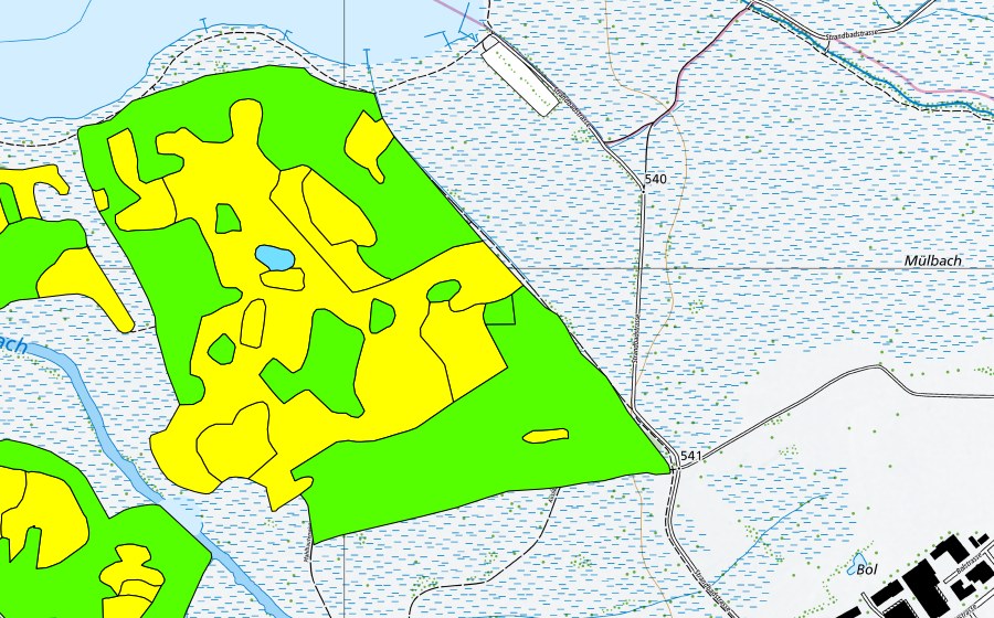 Carte nationale swisstopo avec le périmètre protégé de Robenhauseriet/Pfäffikersee (Haut-marais)